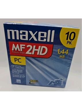 Maxell 3.5" 1.44MB Floppy Disks High Density MF2HD 10 Pack New Sealed